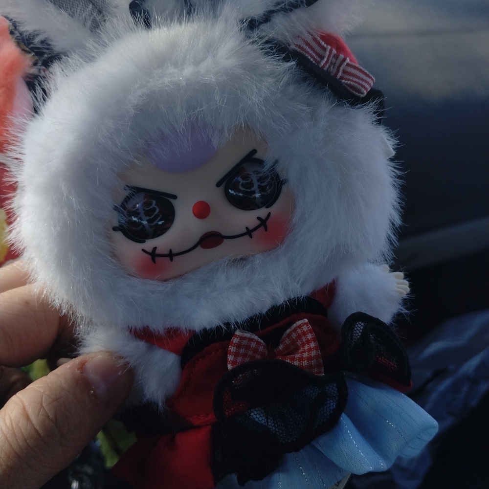 Cute Plush Doll with Red and Blue Outfit